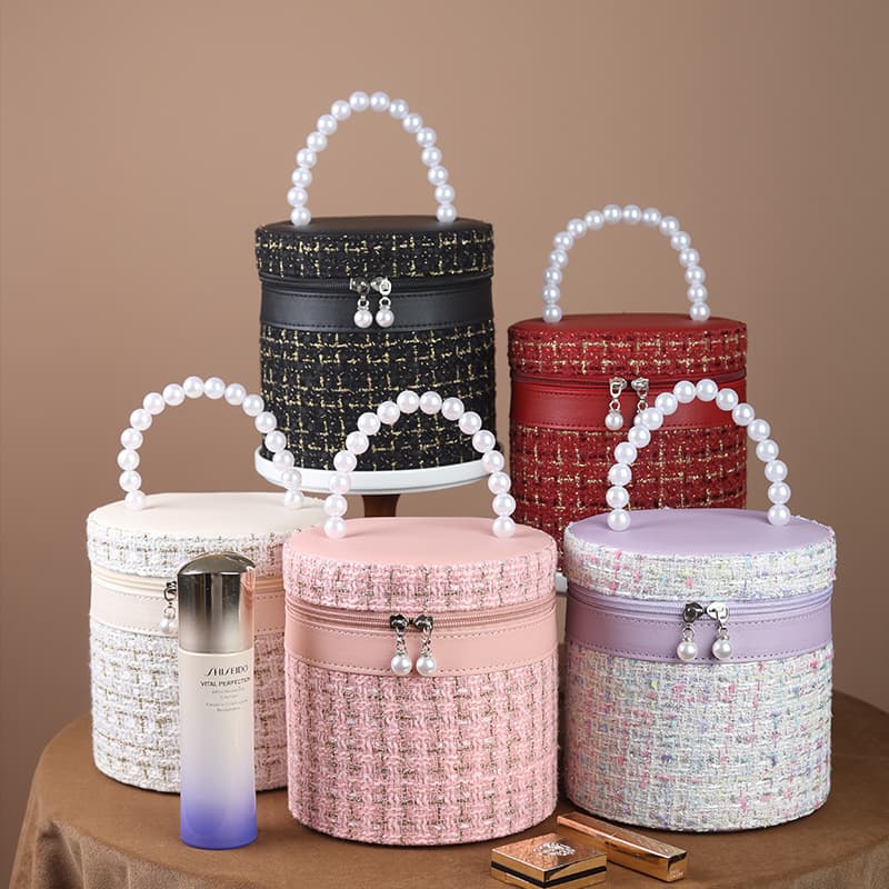 Factory direct sales light luxury small fragrance bucket bag large capacity cosmetic case storage box souvenir wedding portable home