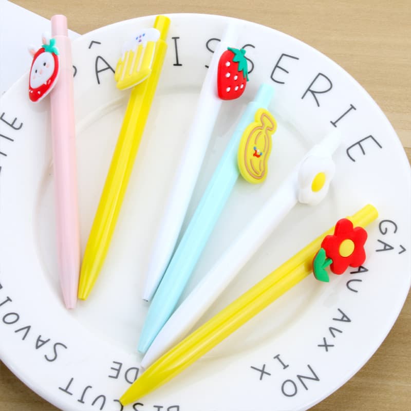 Cute girl cartoon badge press gel pen creative animal fruit press pen ins wind press gel pen
