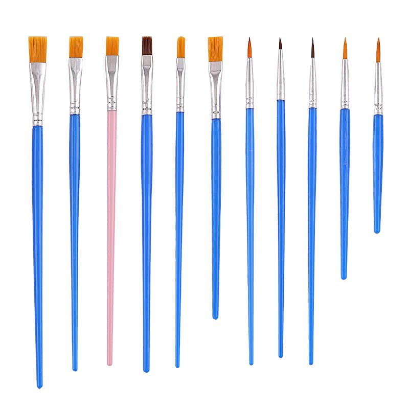 Cross-border Kids DIY Paintbrush Flat Head Painting Paint by Numbers Brush Weasel Hair Liner Brush Plaster Ceramic Single Brush