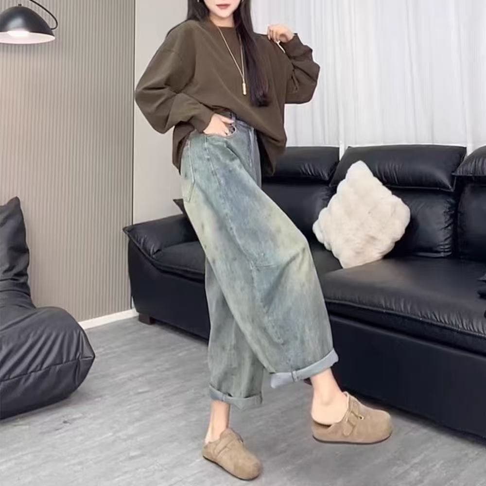 2026 Spring New Plus Size Loose Harem Jeans Mom Jeans for Pear-Shaped Legs Thigh-Slimming Balloon Pants