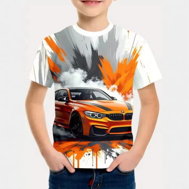 2026 Short Sleeve Racing Graphic Print T-Shirt Boys Girls Gifts Children’s Short Sleeve Tops Boys T-Shirts