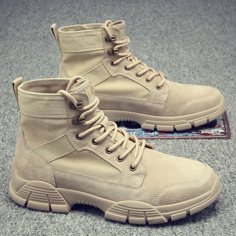 2025 Spring Men's Martin Boots Mid-Top Ankle Boots Big Toe Leather Shoes High-Top Shoes Outdoor Work Boots Tactical Desert Boots