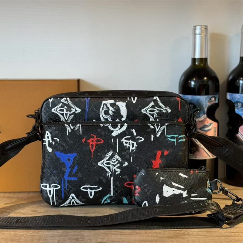 New Men's Crossbody Bag Black Warrior 3-in-1 Shoulder Bag Versatile Sling Bag Classic Fashion Trendy Bag