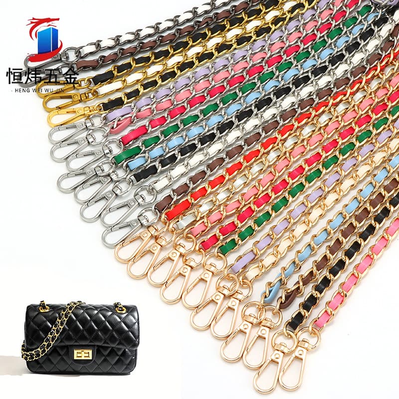 Metal-plated leather bag with chain, shoulder/crossbody PU leather strap, high-end replacement chain, replacement bag shoulder strap accessories