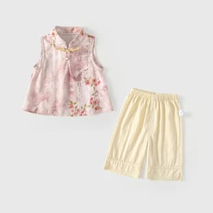 Girls Hanfu Set Summer 2026 New Style Baby Girl 1-Year Birthday Dress Little Girl Chinese Style Tang Suit Two-Piece Set