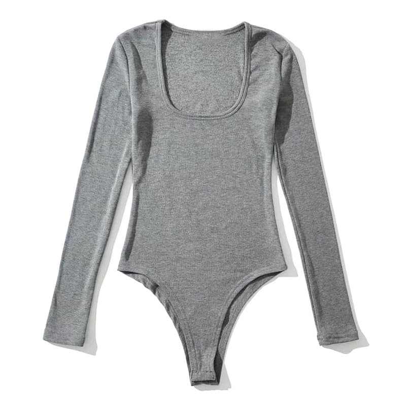 New Fall/Winter Fleece-Lined Thermal One-Piece Long-Sleeve T-Shirt, U-Neck, Thin Fleece, Stretch, Snap Crotch, Slim-Fit Bodysuit