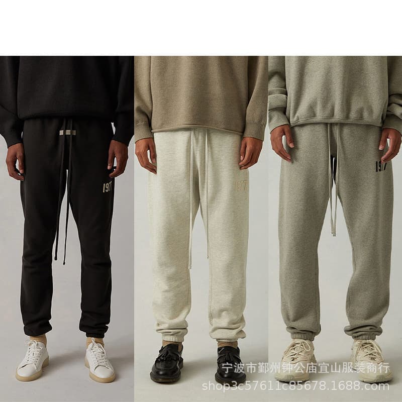 2022SS Fleece Trousers 1977 Flocking Print ESSENTIALS Streetwear Trousers Cross-Border Hot Sale