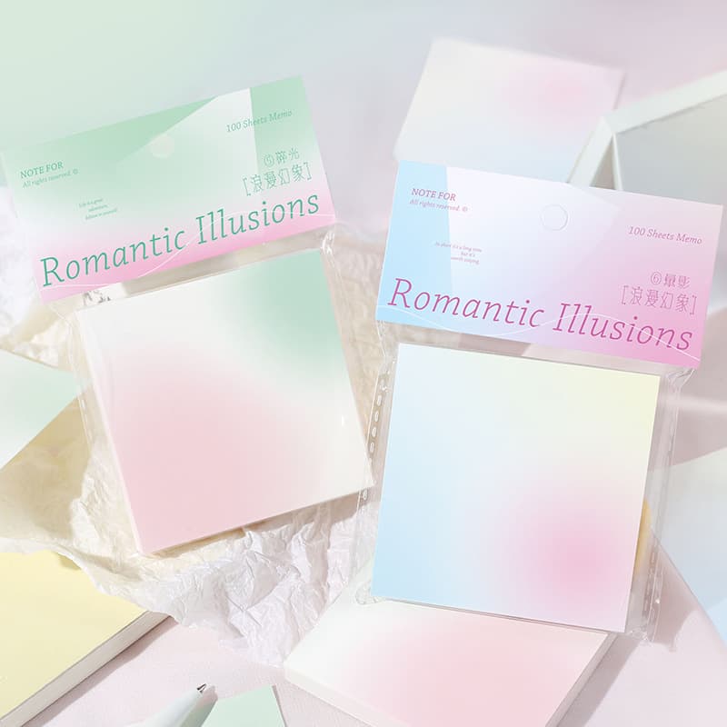 NOTE FOR Memo - Romantic Illusion 100 Sheets - INS Gradient Student Note Origami Message Planner Base Paper