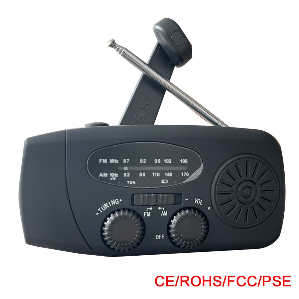 Emergency radio with hand crank, multi-function outdoor disaster prevention solar radio with power output