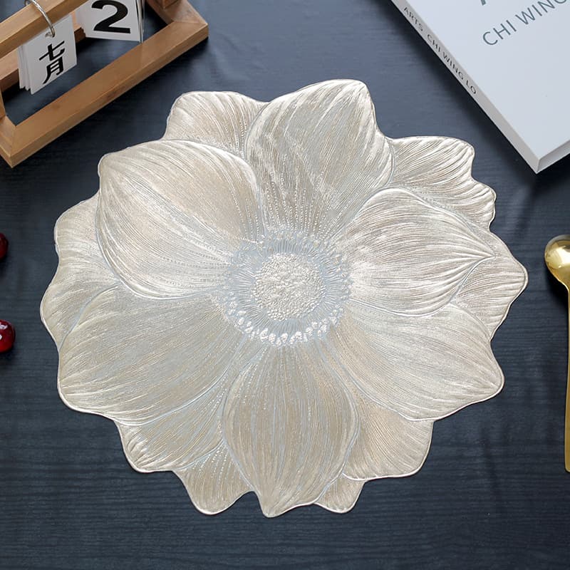 Lotus Placemat Heat-Resistant Waterproof Oil-Proof PVC Washable Insulation Mat for Hotel Restaurant Table Decor Ins Style