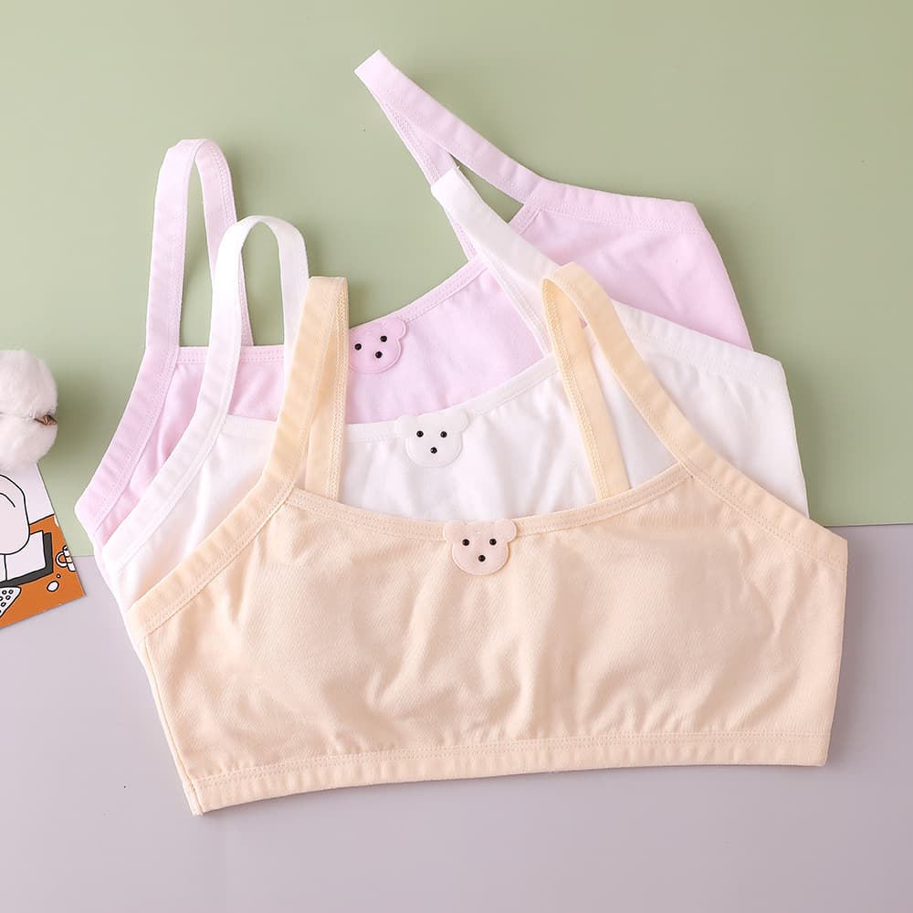 New Solid Color Cotton Puberty Girls Bra Stage One for Elementary and Middle School Students