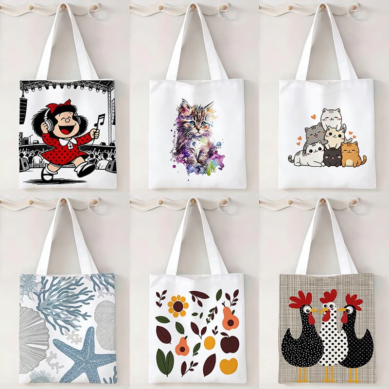 Cross-border Best-selling Simple Printed Canvas Handbag Gift Bag Source Factory Shoulder Bag Wholesale Cross-border Drop Shipping