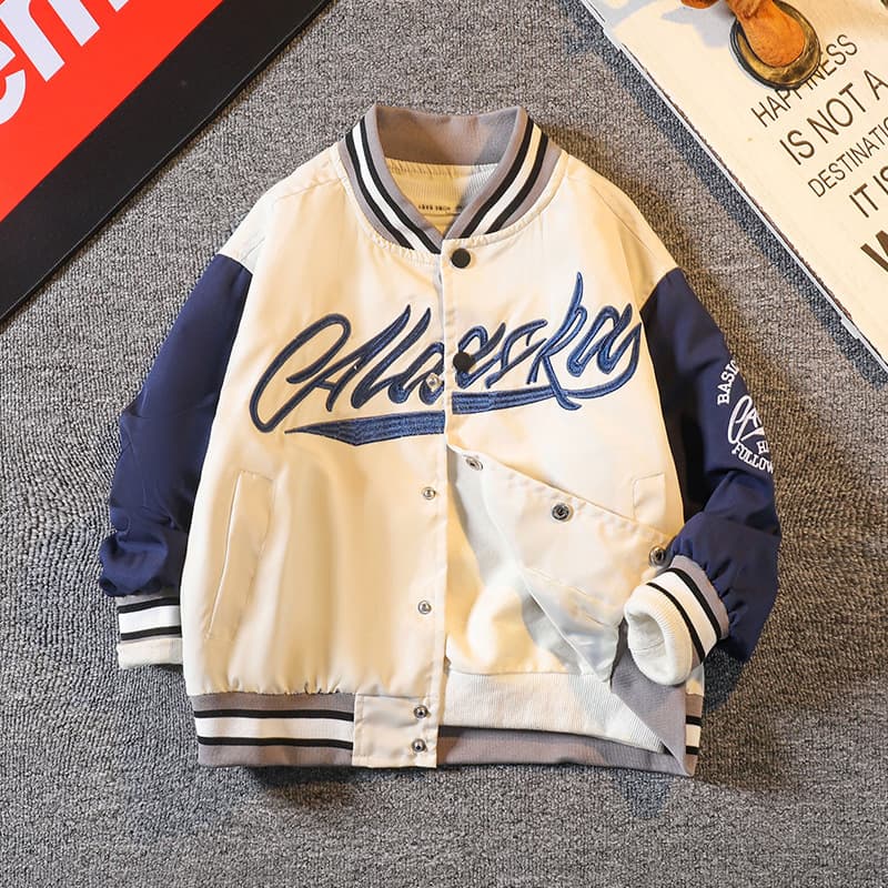 Boys and Girls Baseball Jacket 2026 Spring Autumn Thin New Style for Older Children Fall Season Trendy Quilted Top Outerwear Export