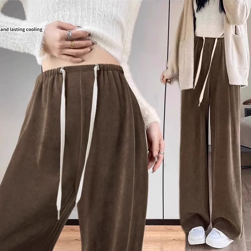 Maternity Pants Fall/Winter 2024 New Style Wide Leg Pants Fleece-Lined Thick Casual Straight Leg Pants Plus Size Winter Wear