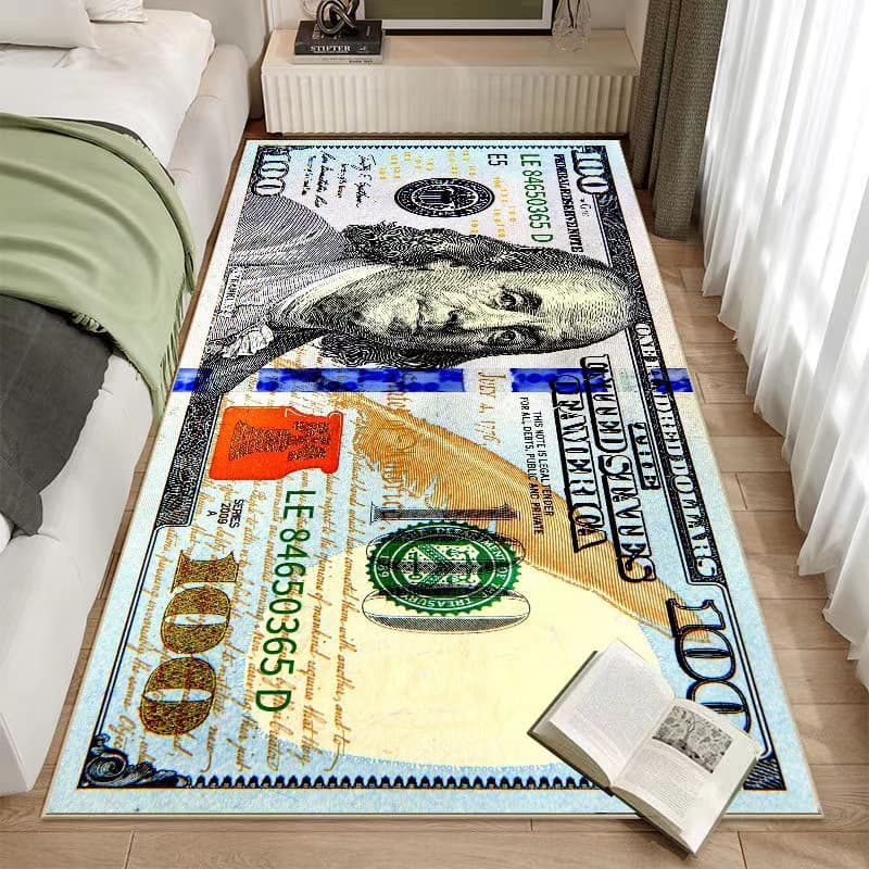 Cross-border Temu dropshipping available Creative USD bedroom bedside decorative rug Durable and easy-to-clean floor mat in stock