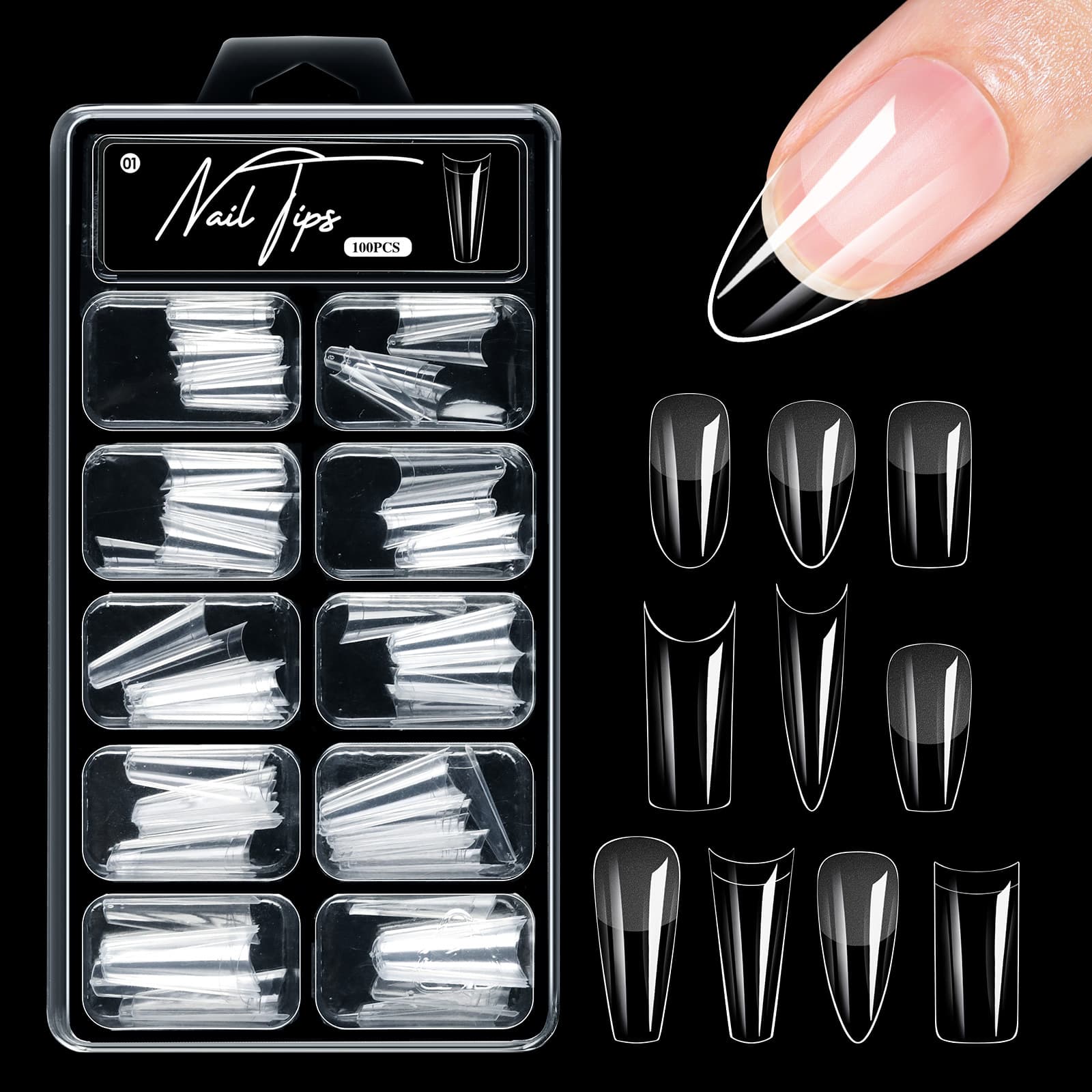Cross-border Nail File 100-Piece Box Set, Extended Full and Half Dual-Use Nail File Kit Wholesale