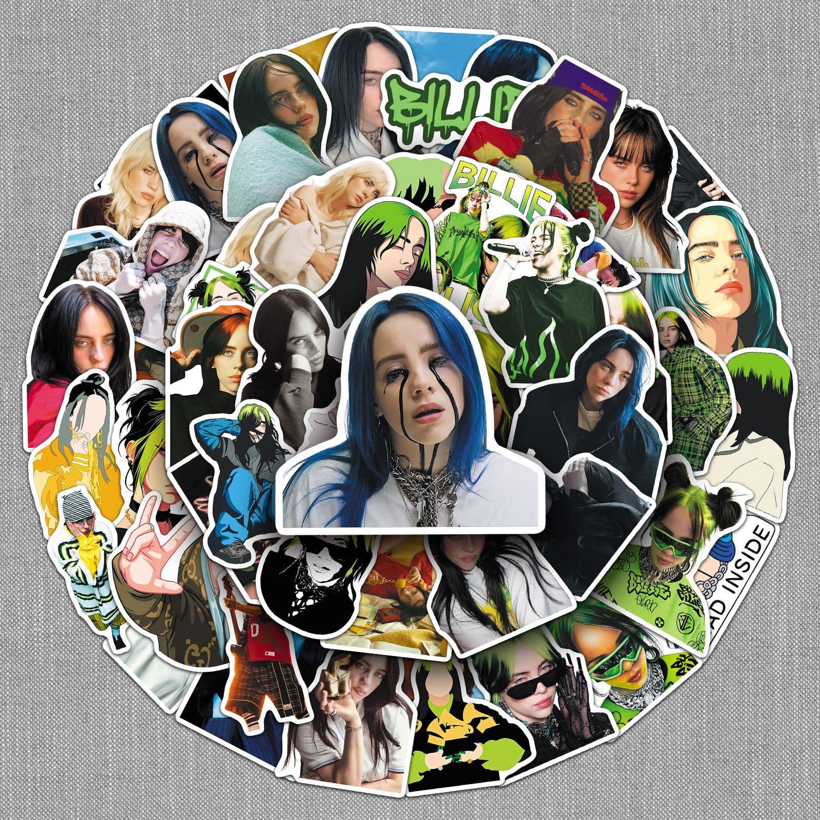 50 Billie Eilish Stickers, Singer Merch, DIY Stickers of Western Pop Star