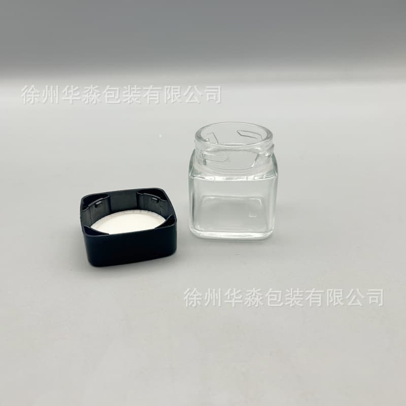 Square pressure screw cap bottle 2oz glass cannabis jar child-proof seal pressure screw cap new square health product capsule bottle