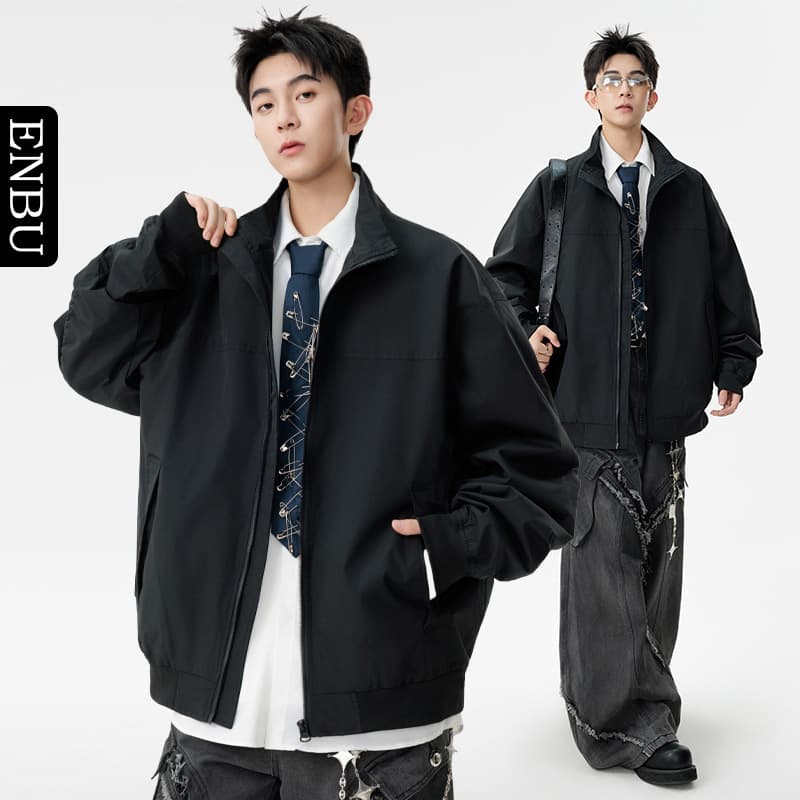 Enbu Cross-Border Spring/Autumn New Men's Jacket Korean Style Stand Collar Casual Versatile Solid Color Outerwear Wholesale