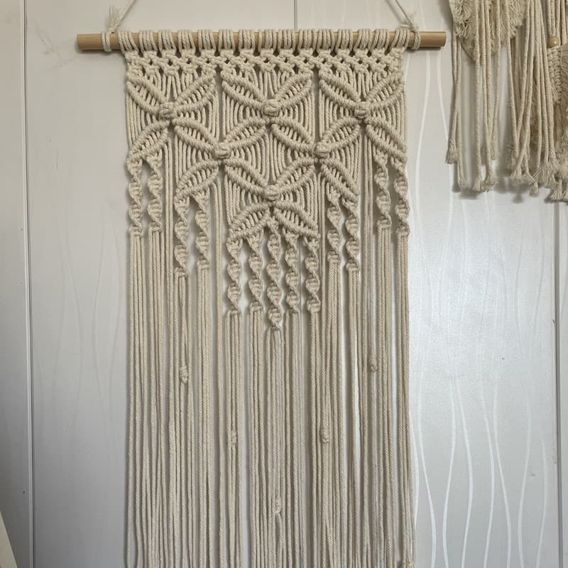 Handcrafted Bohemian Wall Hanging Tapestry European Style Living Room Bedroom Decor Pure Cotton Simple Modern White Color