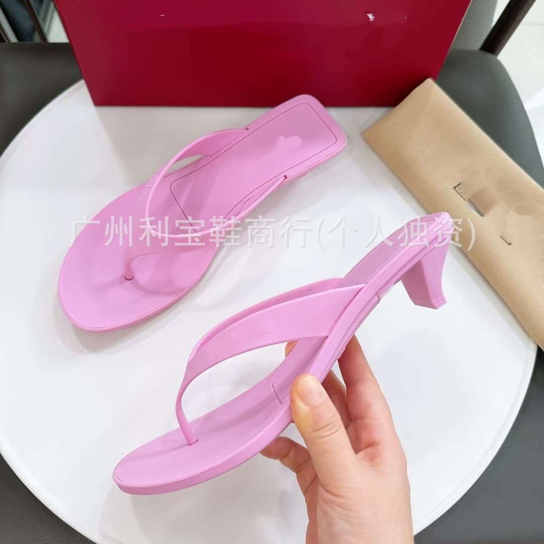 New Summer French Style High Heel Toe-Post Kitten Heel Flip Flops for Dresses Women's Peep-Toe Stiletto Sandals Beach Shoes