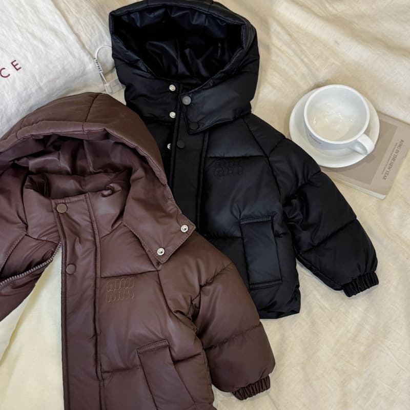 Children's Winter Cotton Padded Jacket for Boys and Girls, Toddler and Kids, Fleece-Lined Thick Warm Cotton Coat PU Leather Outerwear