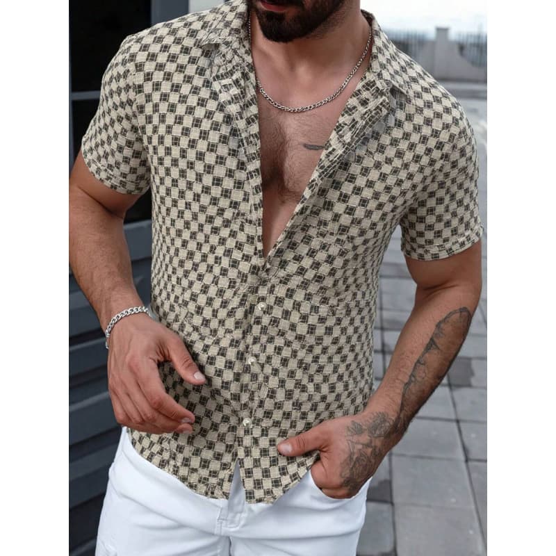 F 40983 Polka Dot Men's Short Shirts