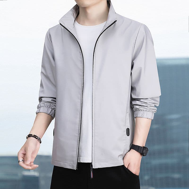Spring Thin Men's Jackets 2026 New Simple Stand Collar Tops Spring and Autumn Casual Men's Windbreakers