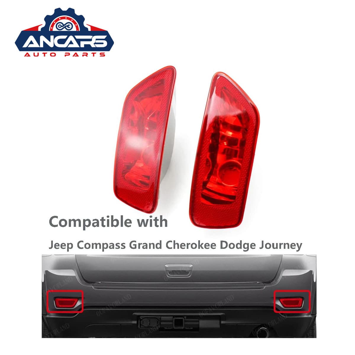 Jeep Grand Cherokee Compass 2012-2017 Rear Bumper Light Reflectors ABS+PC Material Standard Size for Night Driving Safety