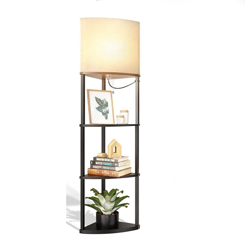 Amazon Bedroom Bedside 3-Tier Floor Lamp with Storage Shelf, Integrated Home Shelving Unit, Living Room Study Standing Lamp