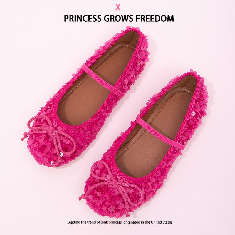 Girls' Princess Shoes 2025 Autumn New Style Trendy Glitter Stylish Children's Leather Shoes, Little Girls' Soft Sole Anti-Slip Single Shoes