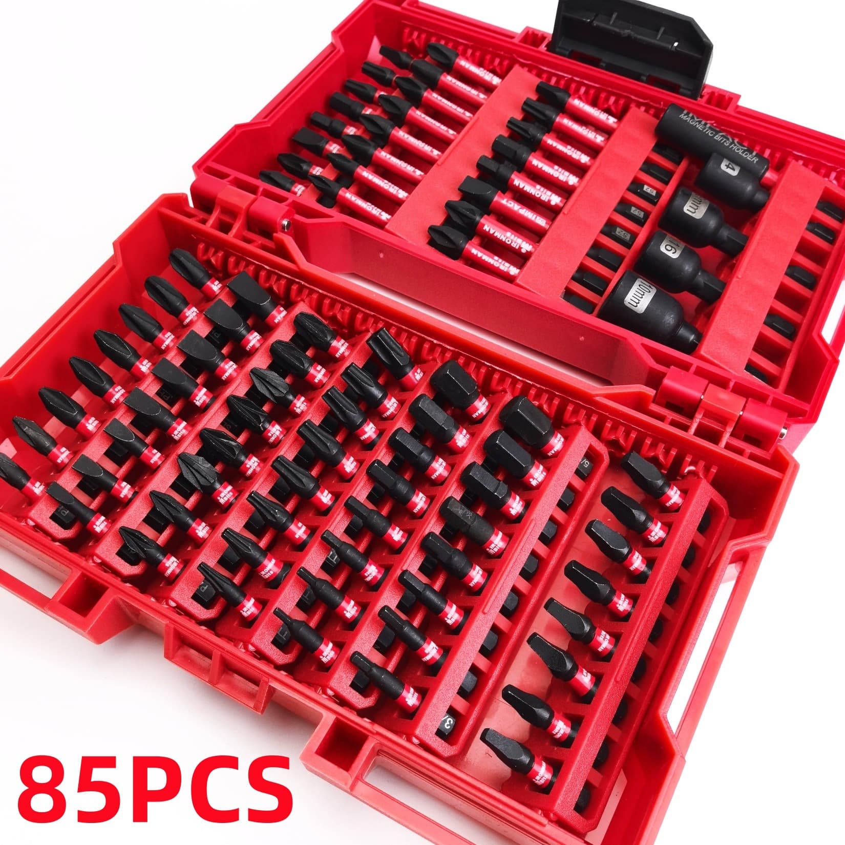 85-Piece Screwdriver Bit Set Magic Box Black Impact-Resistant Phillips Slotted Pozidriv Torx Hex S2 Metric & Imperial Cross-Border
