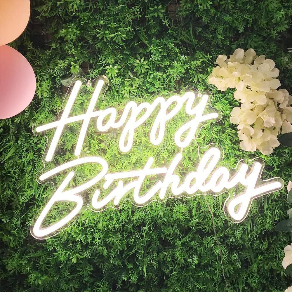 Amazon Cross-Border E-Commerce Bestseller Neon Light Happy Birthday Glowing Sign Birthday Party Bedroom Wall Decoration