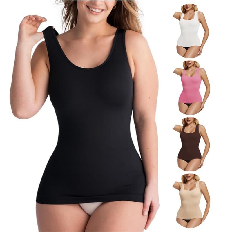 Cross-border Amazon Europe and America Women's Tummy Control Shapewear Compression Top Seamless Square Neck Slimming Shirt