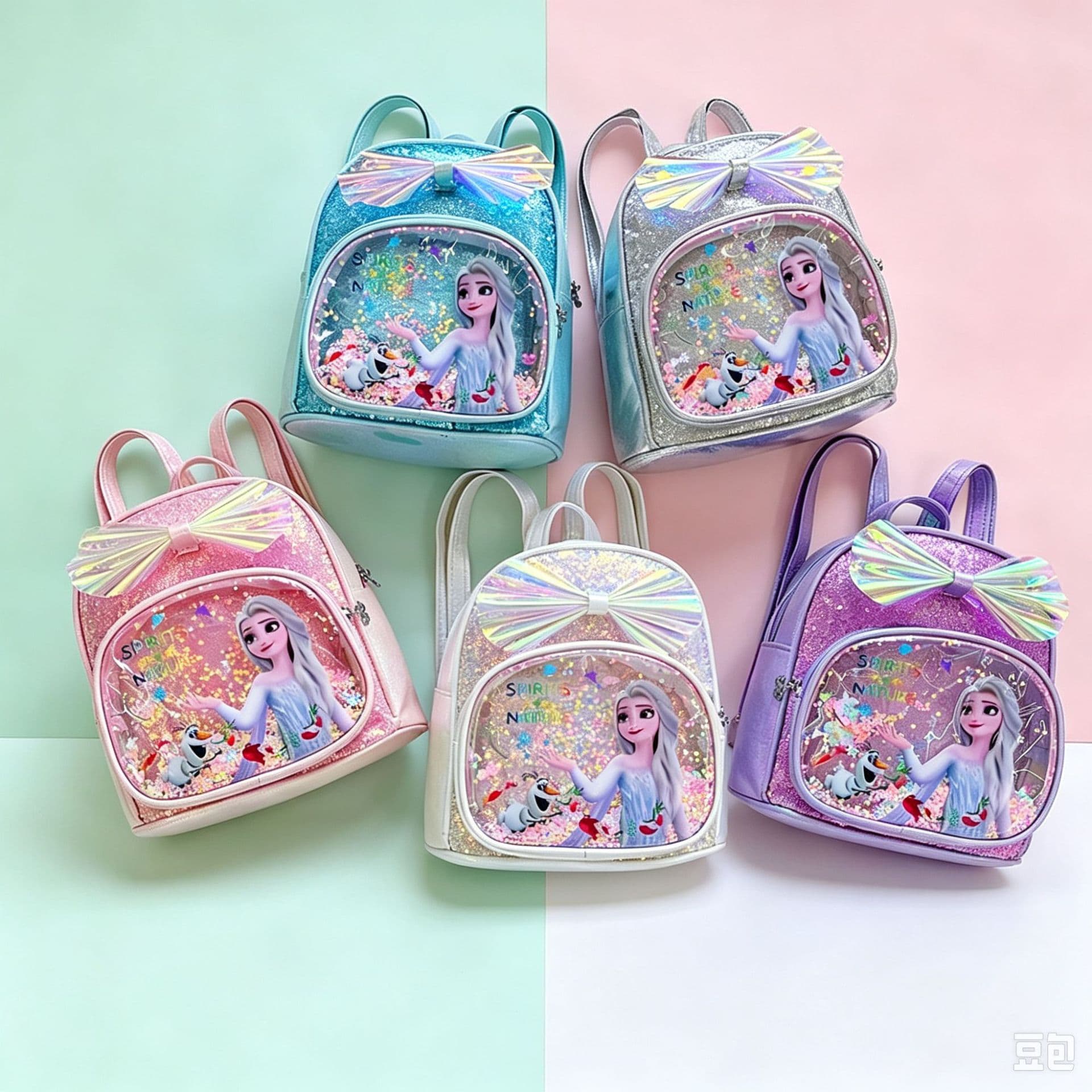 Kids Double Shoulder Backpack Kindergarten Baby Mini Backpack Cute Cartoon Elsa Princess Backpack Girls Cartoon Bag