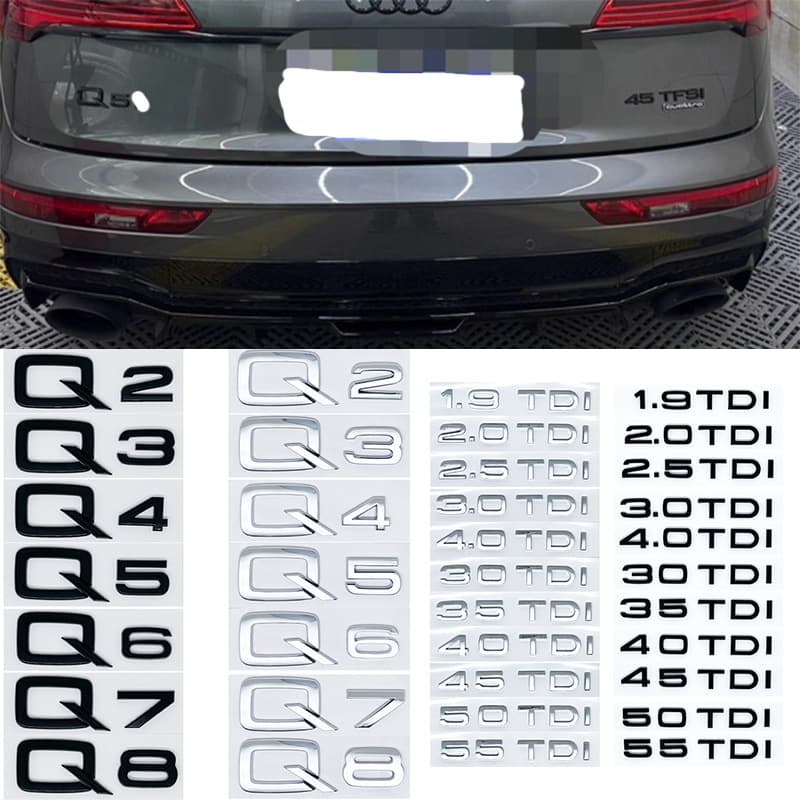 For Q Series Emblem Sticker Q2 Q3 Q5 Q7 Q8 Trunk Badge Displacement Label Rear Emblem Car Sticker