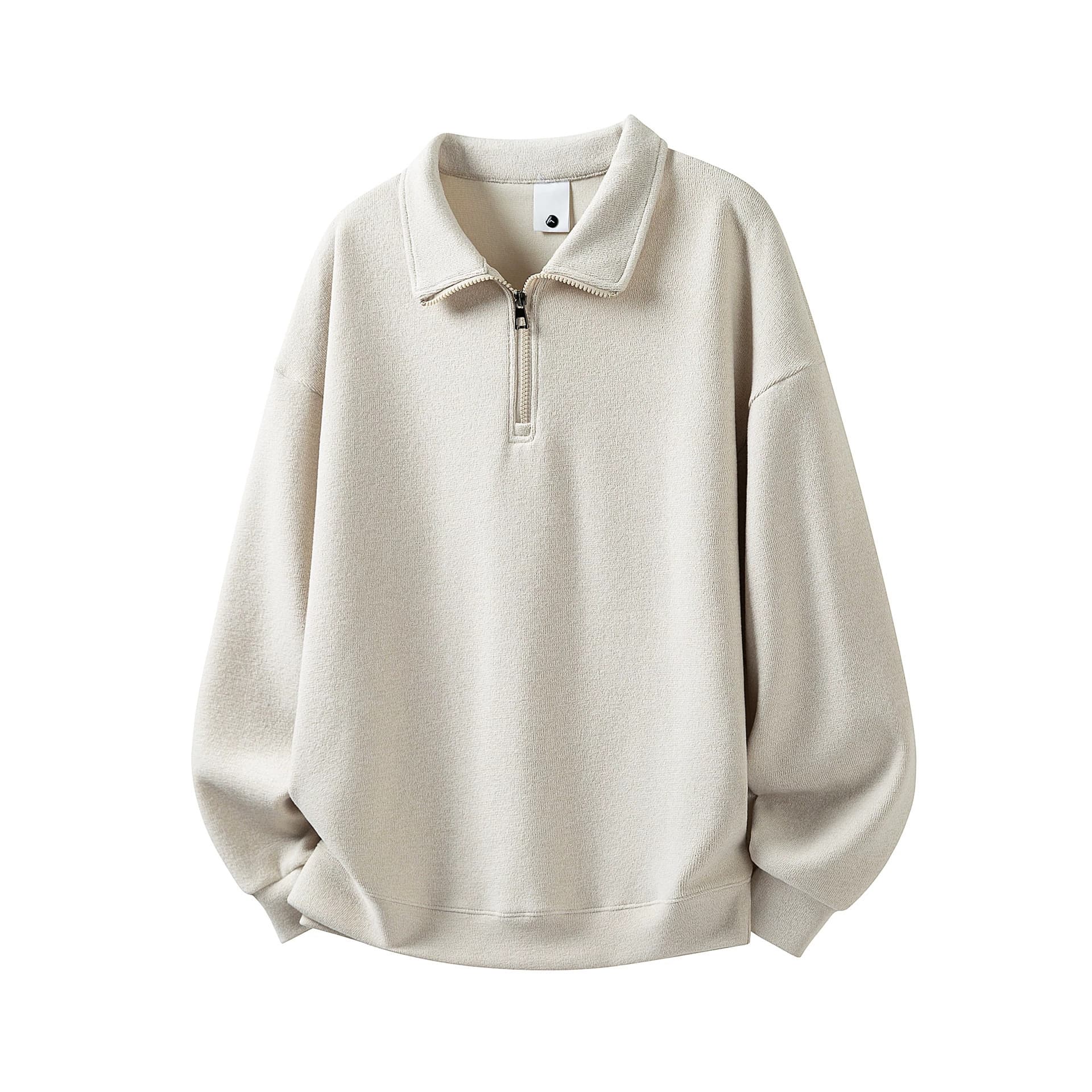 Half-Zip Stand Collar Sweatshirt Men's Top Autumn New Old Money Style Textured Long Sleeve Polo Shirt Turn-Down Collar Men's Clothing