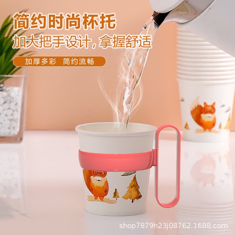 Simple and stylish portable paper cup holder for home use, perfect for tea ceremonies. Made of thickened, anti-scalding corrugated material.