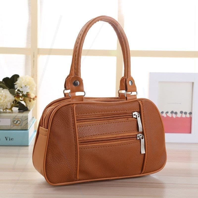 Korean Fashion Women's Handbag PU Leather Multi-Zipper Bag for Middle-aged and Elderly Mothers Coin Purse Shopping Bag