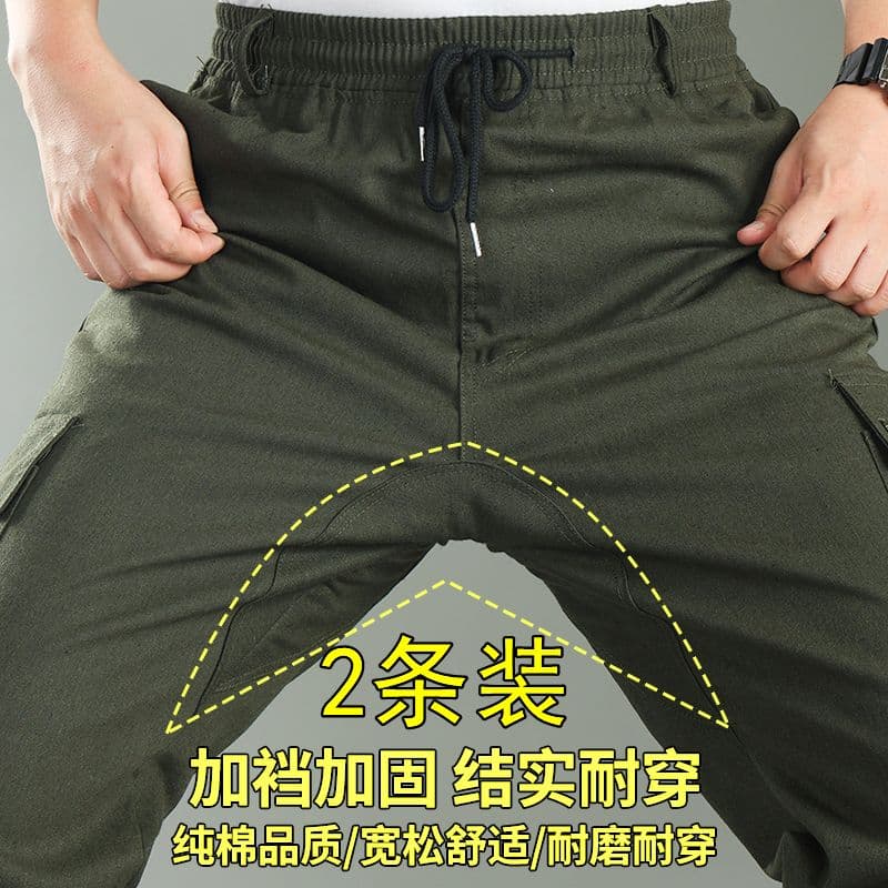 Spring and autumn dirt-resistant and wear-resistant straight-leg work pants for men, pure cotton machine repair, auto repair, welding overalls, construction site labor insurance clothing