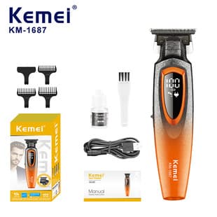 Kemei KM-1687 Digital Display Electric Hair Clipper - Metal Professional Salon Trimmer, High-Speed Taper and Sculpting Clipper