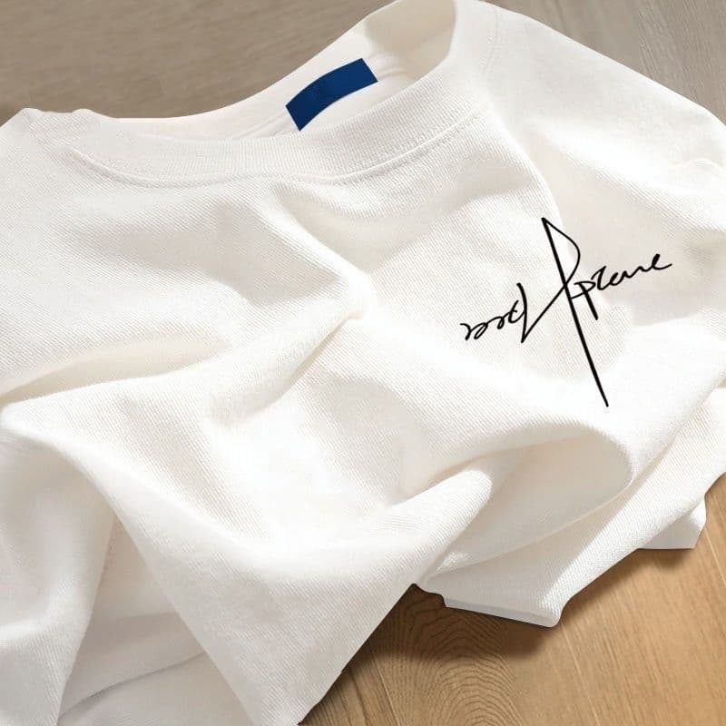 Men's summer loose short-sleeved T-shirt trendy printed ice silk short-sleeved men's sports quick-drying top ice silk white T