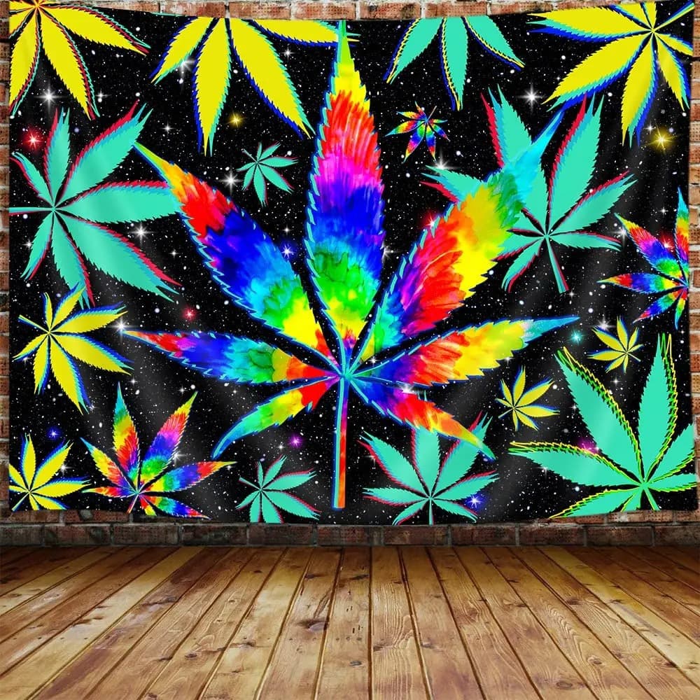 Hemp Leaf Tapestry Purple Tapestry Wall Hanging for Bedroom Living Room Boho Tapestry Dorm Background Wall Home Decor