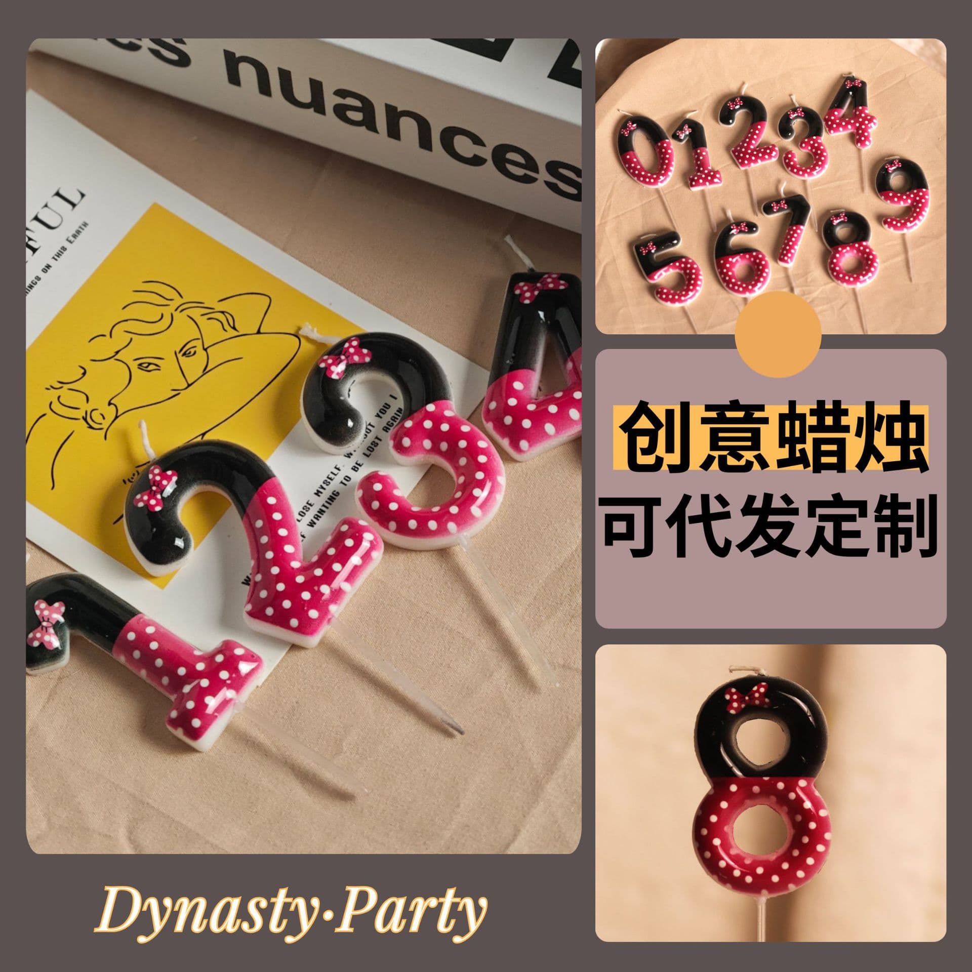 Minnie Bow Number Candle Birthday Candle Decoration Party Supplies Memorial Day Amazon Xiyin Cross-border
