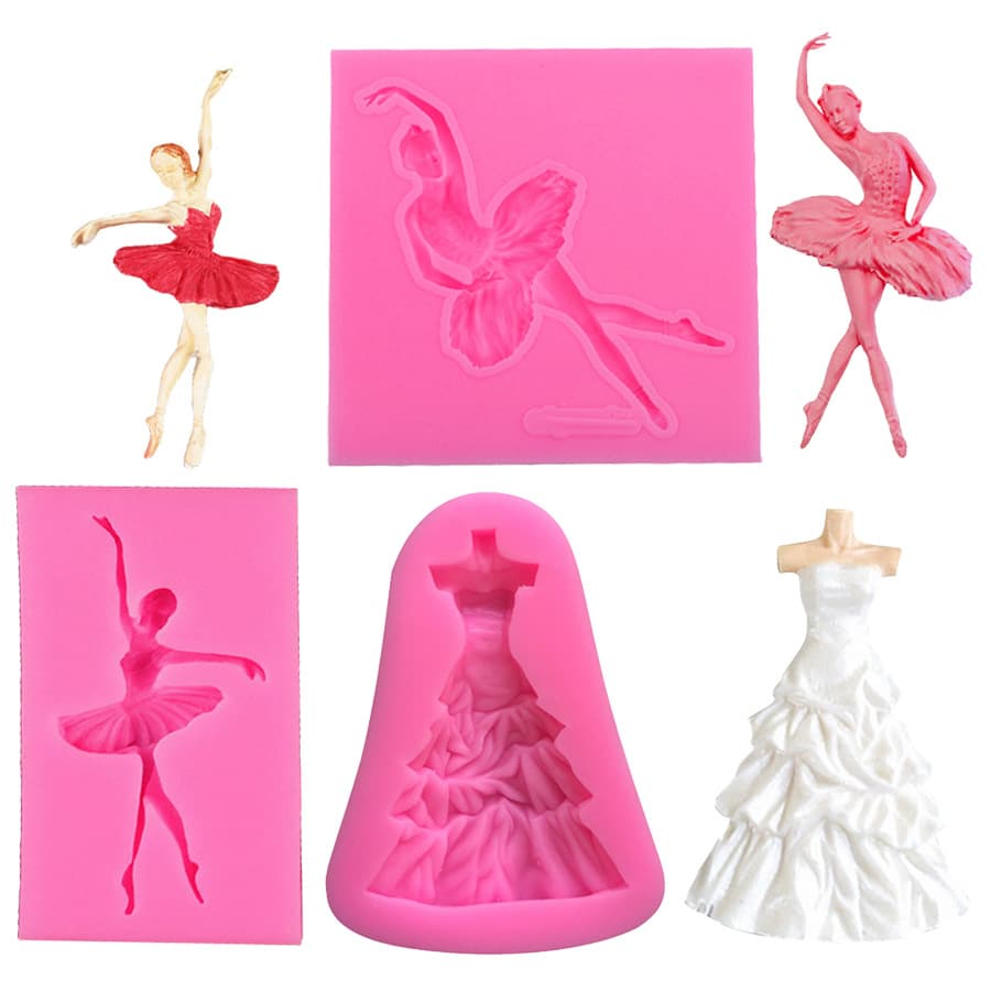 Dancing Ballerina Dress Dancing Girl Chocolate Cake Silicone Mold Decoration Baking Dessert Pudding