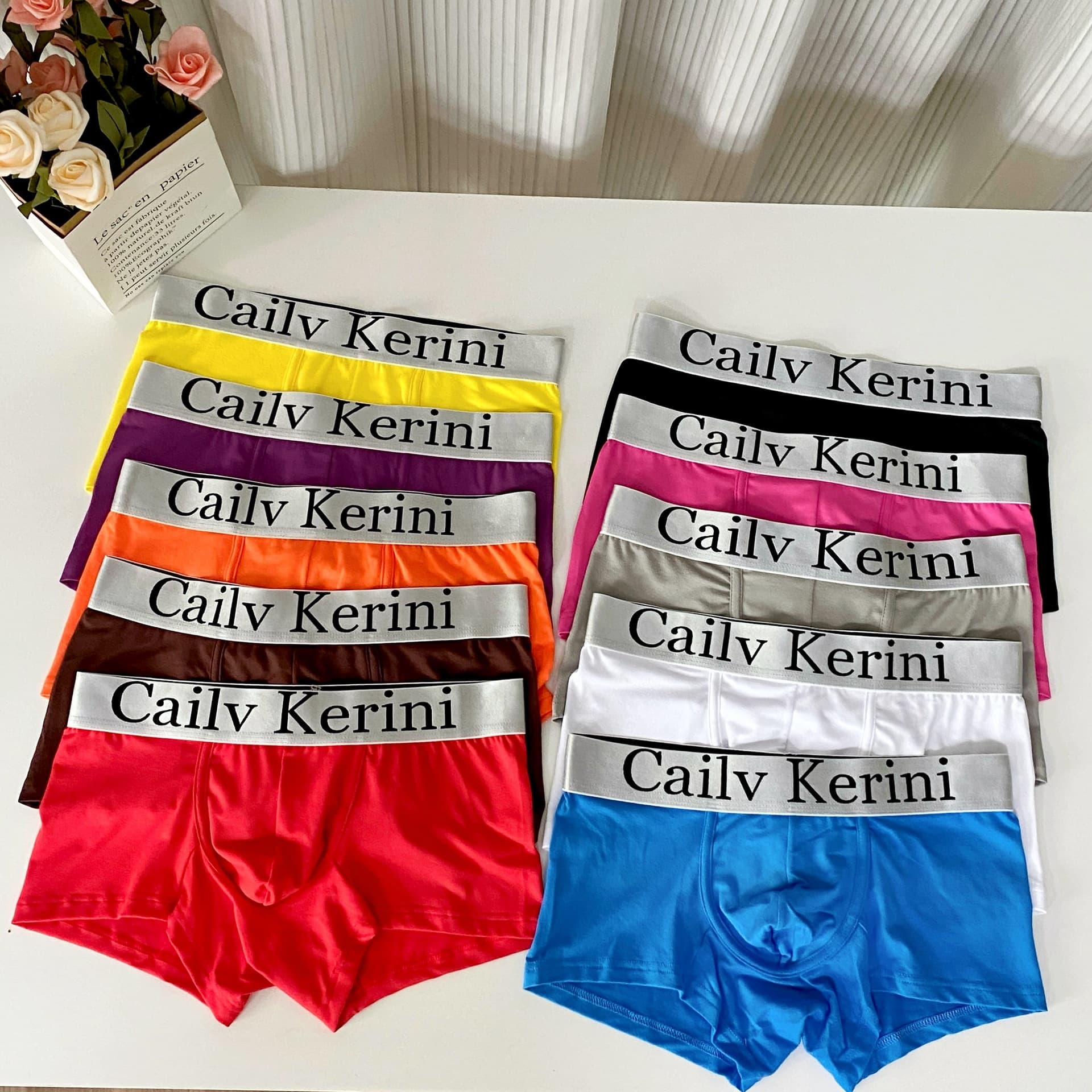 Men's Milk Silk Boxer Shorts Male Style Shorts Flat Corner Pants Head Comfortable Breathable Soft Underwear