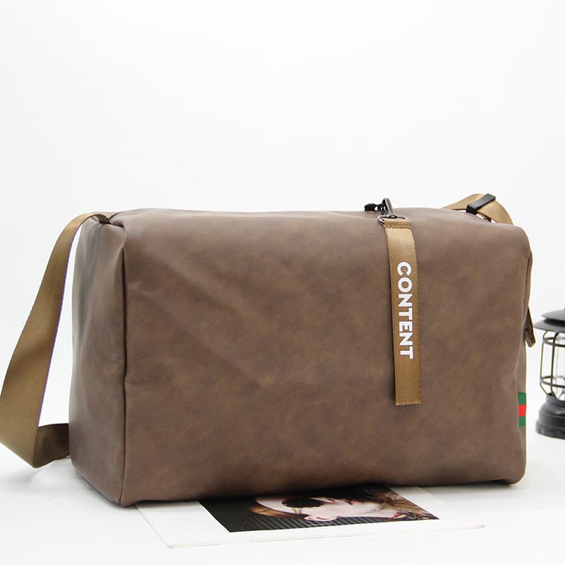 Upgraded Waterproof Zipper Trendy Thick Soft Leather Single Shoulder Gym Bag, Large Capacity Crossbody