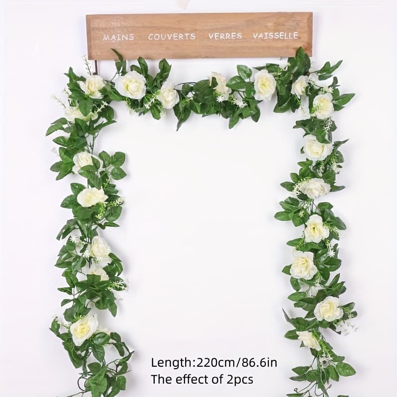 Artificial Rose Fake Flower Vine Floral Living Room Air Conditioner Pipe Decoration Heating Pipe Winding Plastic Faux Silk Flower Vine