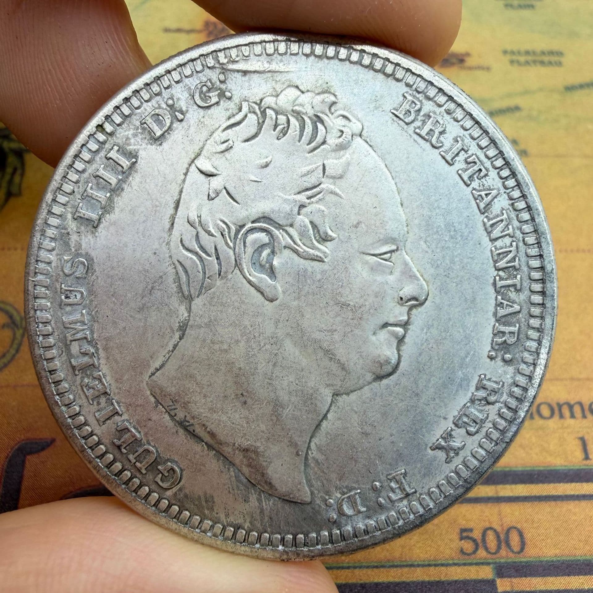 UK 1836 One Shilling Silver Coin Collection, 38mm Silver Dollar