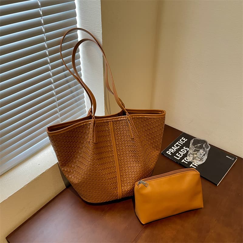 Woven Large Tote Bag Fashion Shoulder Bag Vintage Large Capacity Women's Bag Lazy Style Underarm Bag Trendy Bag